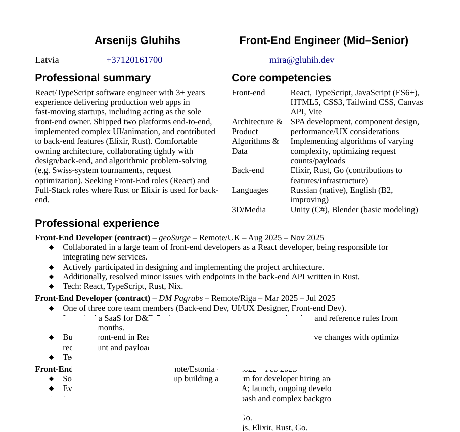 CV PDF first page preview